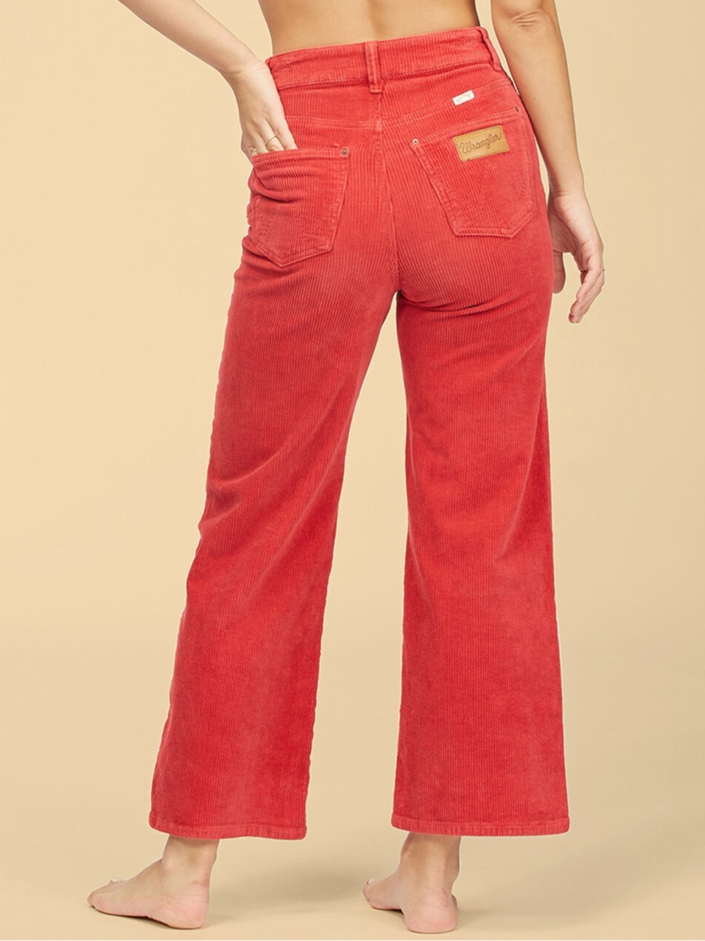 Billabong x Wrangler The Retro Red Corduroy Wide Leg Pants 25 Womens Vintage EUC